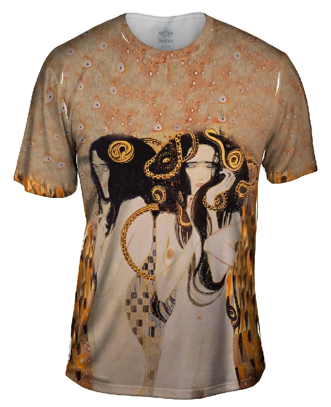 Men's polo t - shirts with a contrast collar for a preppy lookGustav Klimt -"Die Gogonen" (1902) Men's polo t - shirts with a contrast collar for a preppy lookGustav Klimt -"Die Gogonen" (1902)