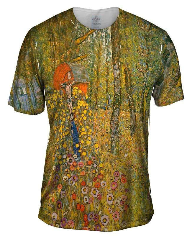 Men's smart - casual checkered t - shirts for semi - formal occasionsGustav Klimt -"Jesus Garden" (1912) Men's smart - casual checkered t - shirts for semi - formal occasionsGustav Klimt -"Jesus Garden" (1912)