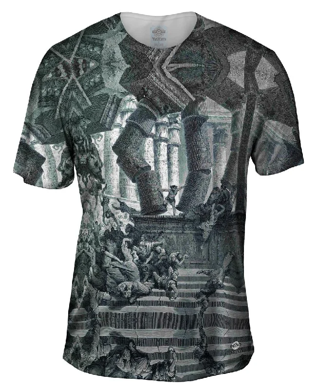 Men's long - sleeve henley t - shirts with button - down placketsGustave Dore - "Death Of Samson" (1866) Men's long - sleeve henley t - shirts with button - down placketsGustave Dore - "Death Of Samson" (1866)