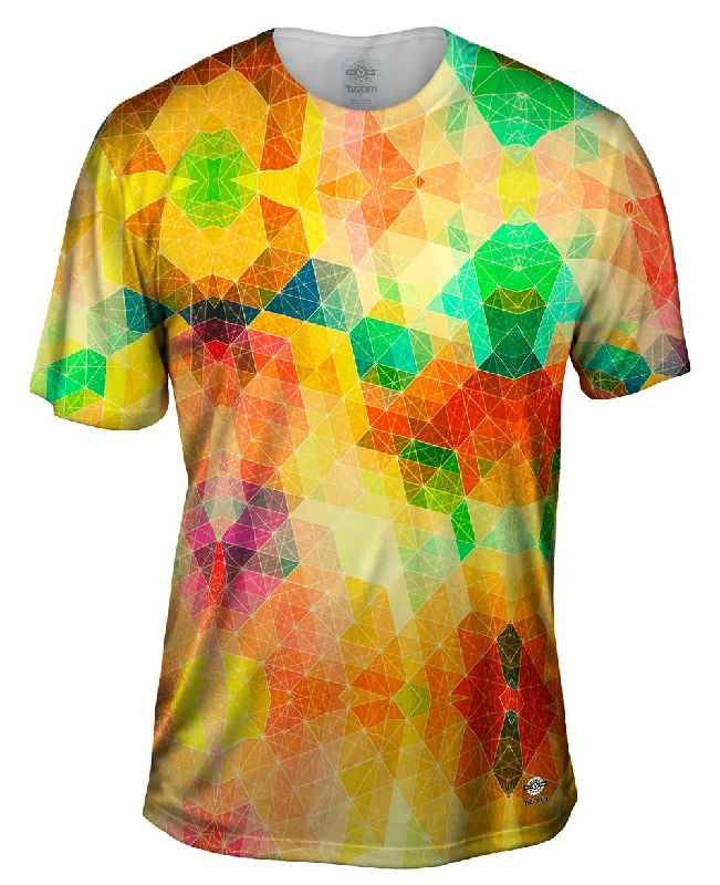 Men's slim - fit graphic t - shirts with vintage rock band printsHeavy Sunshine Triangle Pattern Men's slim - fit graphic t - shirts with vintage rock band printsHeavy Sunshine Triangle Pattern