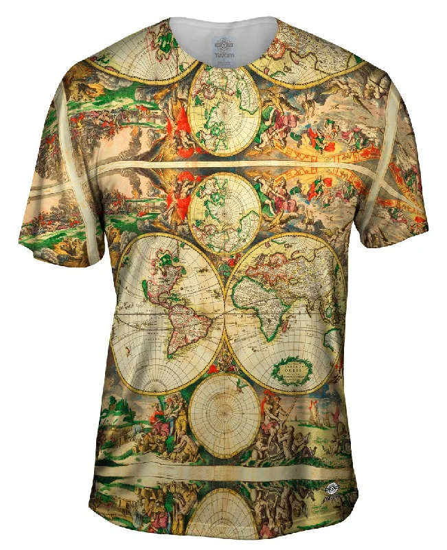 Men's ribbed t - shirts with a textured finish for added styleHendrik Hondius - "Nova totius Terrarum Orbis geographica ac hydrographica tabula" (1630)