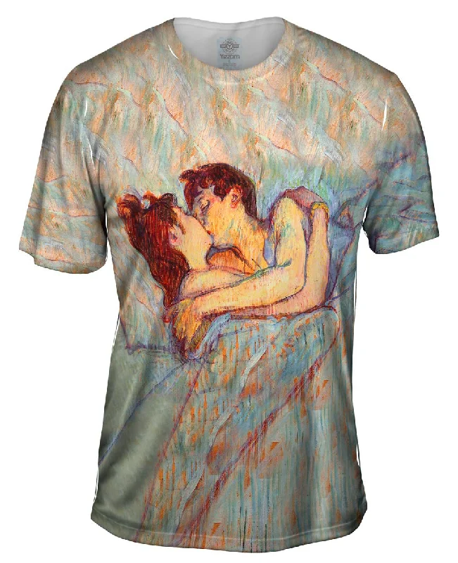 Men's lightweight performance t - shirts for running marathonsHenri De Toulouse Lautrec - "In Bed The Kiss" (1892) Men's lightweight performance t - shirts for running marathonsHenri De Toulouse Lautrec - "In Bed The Kiss" (1892)