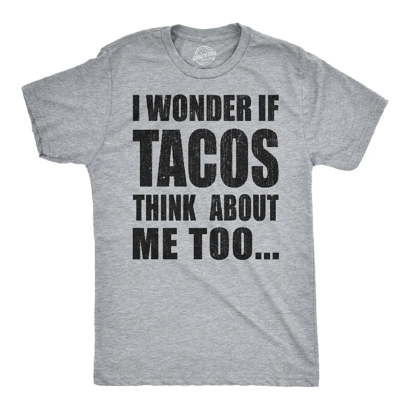 Men's long - sleeve henley t - shirts with button - down placketsI Wonder If Tacos Think About Me Too Men's T Shirt Men's long - sleeve henley t - shirts with button - down placketsI Wonder If Tacos Think About Me Too Men's T Shirt
