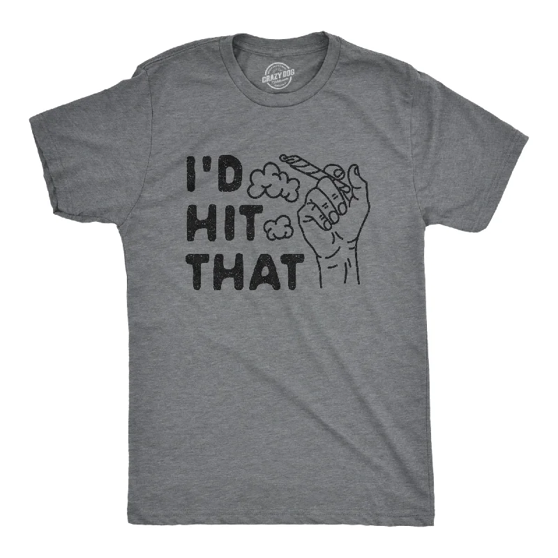 Men's short - sleeve linen t - shirts for summer beach outingsI'd Hit That Men's T Shirt Men's short - sleeve linen t - shirts for summer beach outingsI'd Hit That Men's T Shirt
