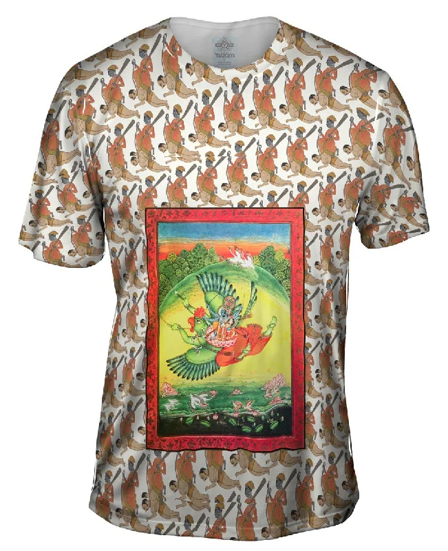Men's polo t - shirts with a contrast collar for a preppy lookIndia - "Vishnu And Lakshmi Riding Garuda" Men's polo t - shirts with a contrast collar for a preppy lookIndia - "Vishnu And Lakshmi Riding Garuda"
