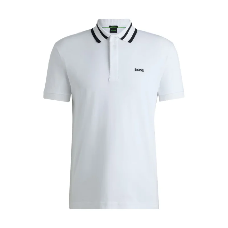 Men's mock - neck t - shirts with a modern and sleek styleInterlock-cotton polo shirt with logo detail Men's mock - neck t - shirts with a modern and sleek styleInterlock-cotton polo shirt with logo detail