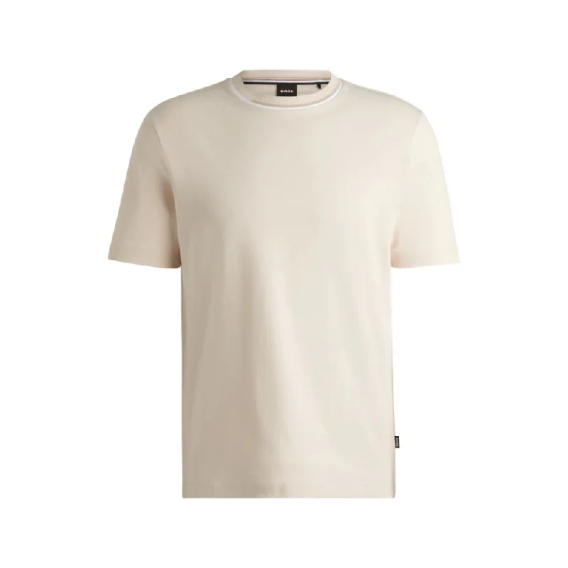 Men's lightweight performance t - shirts for running marathonsInterlock-cotton T-shirt with color-block collar Men's lightweight performance t - shirts for running marathonsInterlock-cotton T-shirt with color-block collar