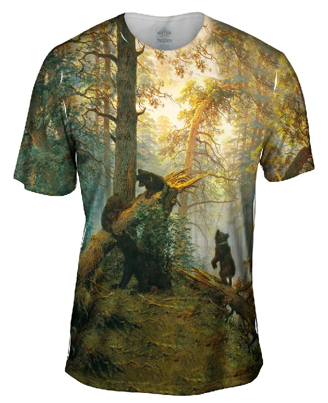 Men's smart - casual checkered t - shirts for semi - formal occasionsIvan Shishkin - "Morning In A Pine Forest" (1889) Men's smart - casual checkered t - shirts for semi - formal occasionsIvan Shishkin - "Morning In A Pine Forest" (1889)
