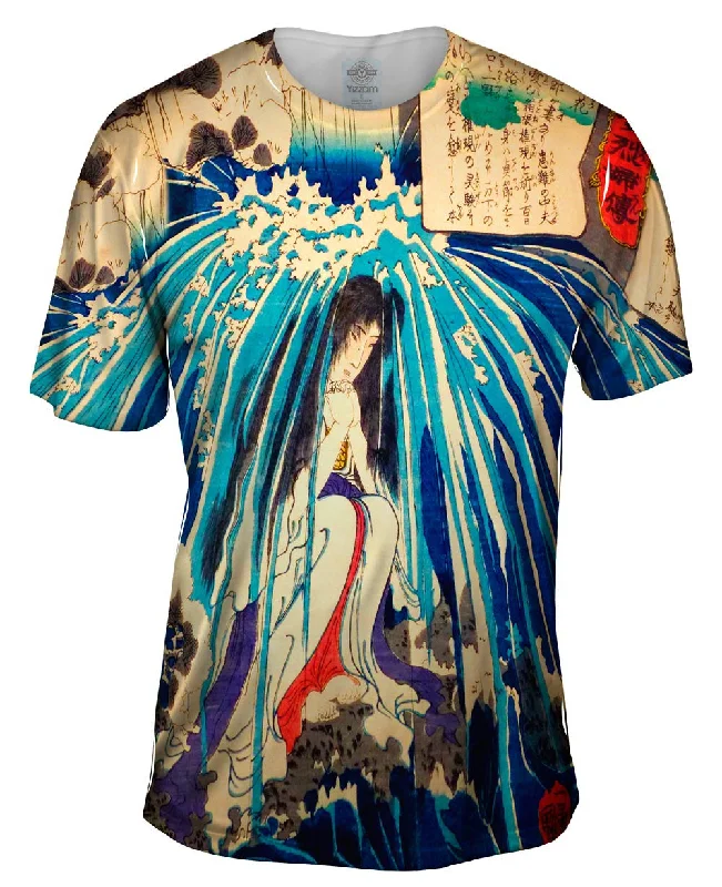 Men's distressed denim - look t - shirts with a rugged appealJapan - Toyohara Kunichika -"Shower" Men's distressed denim - look t - shirts with a rugged appealJapan - Toyohara Kunichika -"Shower"
