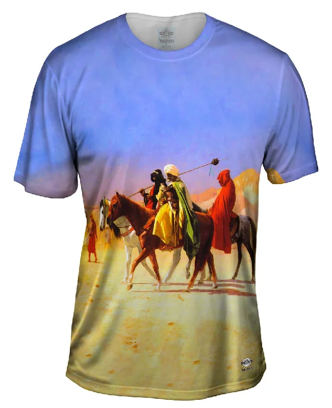 Men's thermal t - shirts with a high - neck design for cold weatherJean Leon Gerome - "Arabs Crossing the Desert" (1870) Men's thermal t - shirts with a high - neck design for cold weatherJean Leon Gerome - "Arabs Crossing the Desert" (1870)