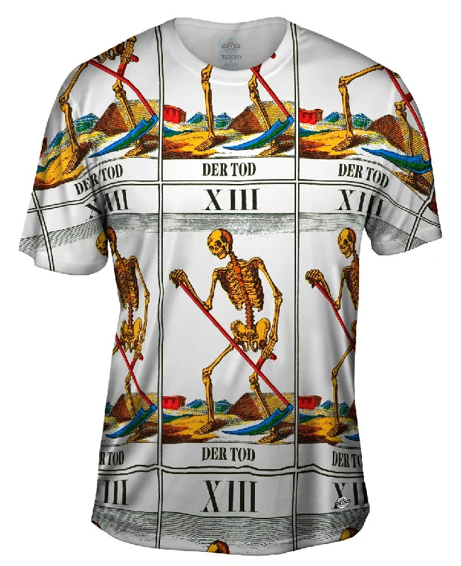 Men's long - sleeve henley t - shirts with button - down placketsJohann Georg Rauch - "Tarot card Der Tod" (1831) Men's long - sleeve henley t - shirts with button - down placketsJohann Georg Rauch - "Tarot card Der Tod" (1831)