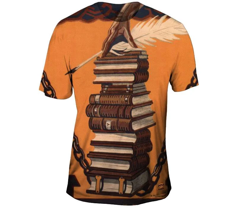 Men's button - front t - shirts with a unique artistic printKnowledge Will Break the Chains of Slavery Men's button - front t - shirts with a unique artistic printKnowledge Will Break the Chains of Slavery