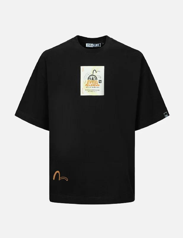 Men's long - sleeve henley t - shirts with button - down placketsLabel and Seagull Print Oversized T-shirt Men's long - sleeve henley t - shirts with button - down placketsLabel and Seagull Print Oversized T-shirt