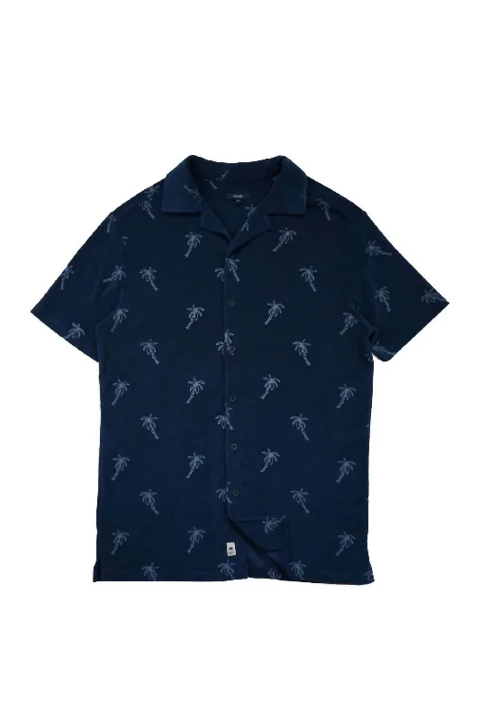 Men's v - neck muscle t - shirts for a body - building aestheticMen's Anton Terry Button Up Shirt In Navy Men's v - neck muscle t - shirts for a body - building aestheticMen's Anton Terry Button Up Shirt In Navy