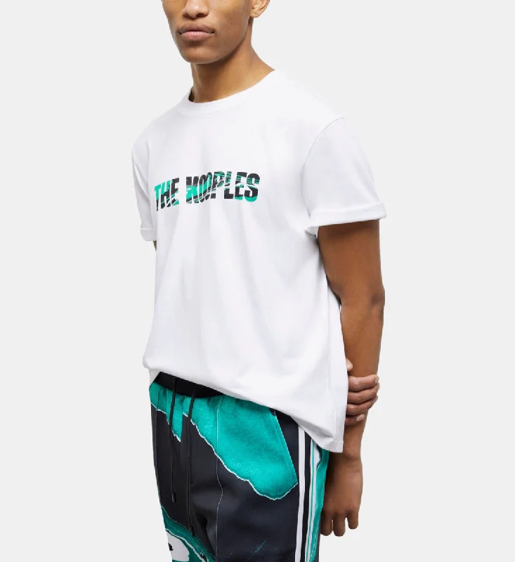 Men's tie - dye t - shirts with a bohemian styleMen's White T-shirt With Marble Screen Print Logo Men's tie - dye t - shirts with a bohemian styleMen's White T-shirt With Marble Screen Print Logo