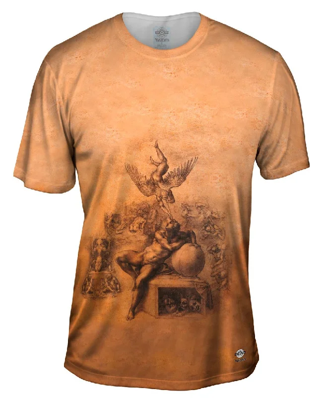 Men's moisture - wicking athletic t - shirts for intense workoutsMichelangelo - "The Dream of Human Life" (1533) Men's moisture - wicking athletic t - shirts for intense workoutsMichelangelo - "The Dream of Human Life" (1533)