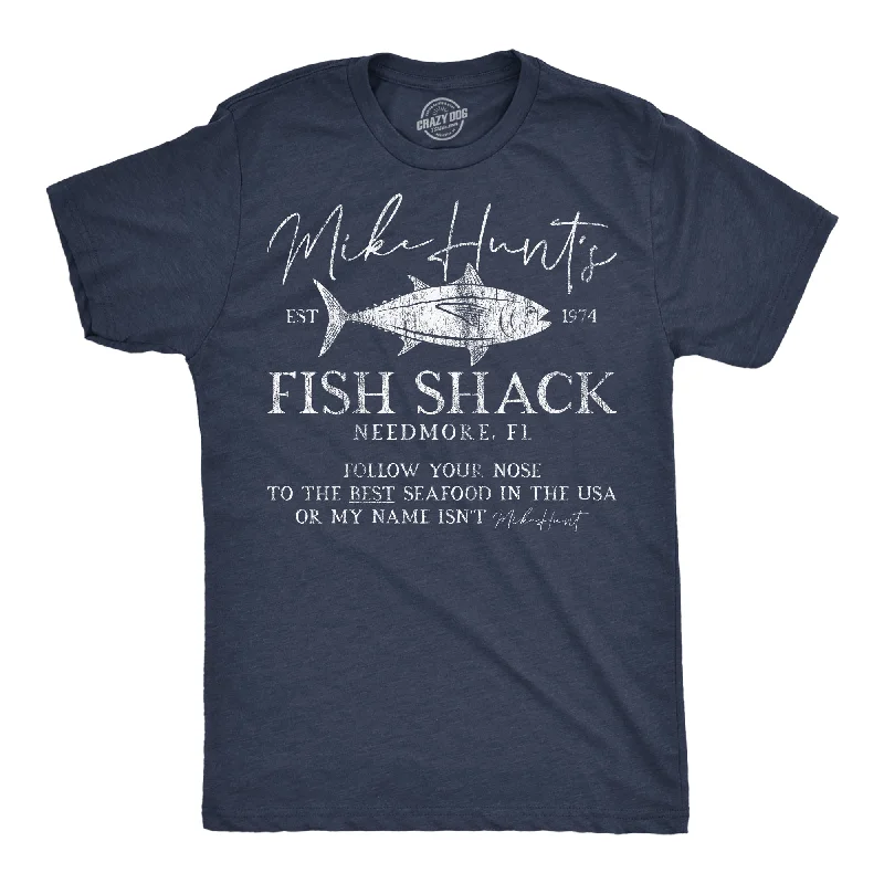 Men's distressed denim - look t - shirts with a rugged appealMike Hunts Fish Shack Men's T Shirt Men's distressed denim - look t - shirts with a rugged appealMike Hunts Fish Shack Men's T Shirt