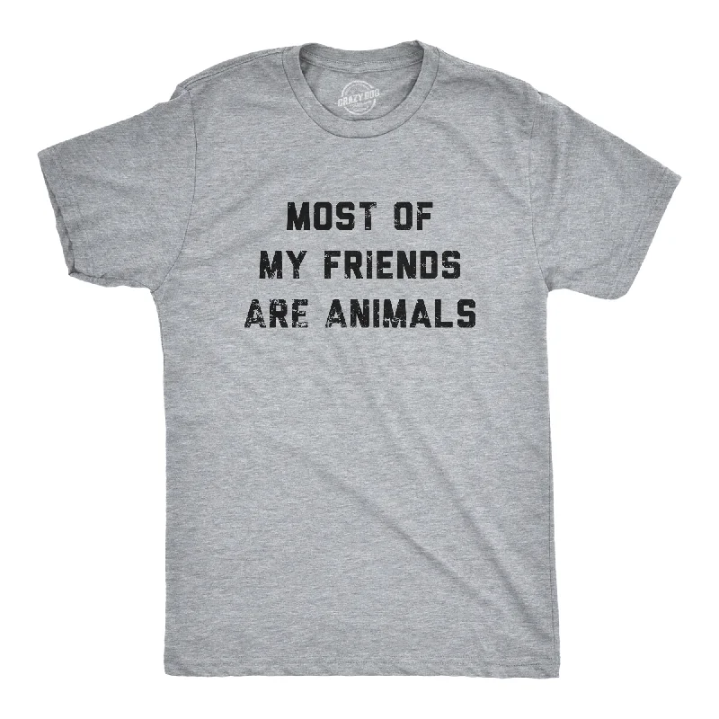 Men's button - front t - shirts with a unique artistic printMost Of My Friends Are Animals Men's T Shirt Men's button - front t - shirts with a unique artistic printMost Of My Friends Are Animals Men's T Shirt
