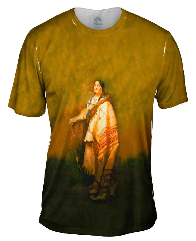 Men's printed Hawaiian t - shirts for tropical vacationsNative American Art - "Handsome Morning A Dakota" (1921) Men's printed Hawaiian t - shirts for tropical vacationsNative American Art - "Handsome Morning A Dakota" (1921)
