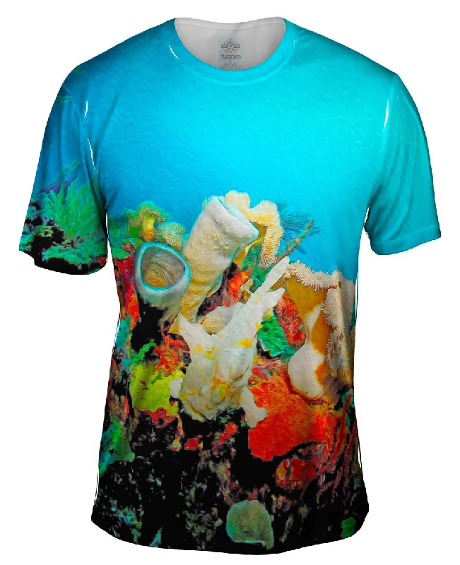 Men's v - neck muscle t - shirts for a body - building aestheticNeon Coral Underwater Men's v - neck muscle t - shirts for a body - building aestheticNeon Coral Underwater