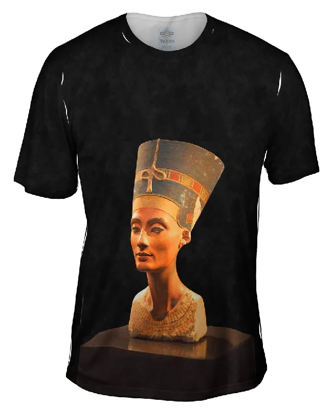 Men's button - front t - shirts with a unique artistic printNofretete Neues Egyptian Museum Men's button - front t - shirts with a unique artistic printNofretete Neues Egyptian Museum