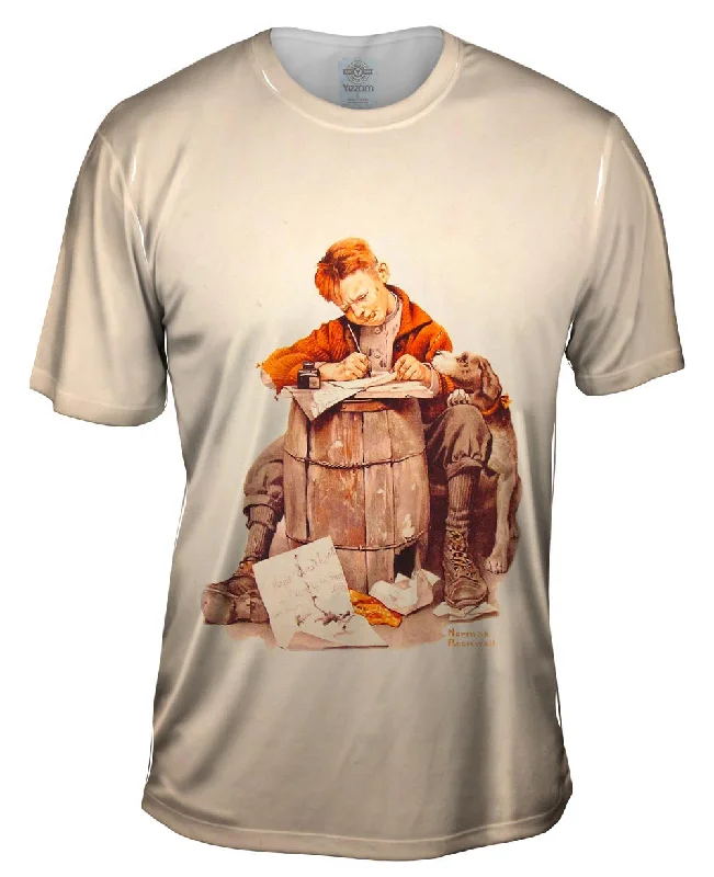 Men's v - neck muscle t - shirts for a body - building aestheticNorman Rockwell - "Little Boy Writing a Letter" (1920) Men's v - neck muscle t - shirts for a body - building aestheticNorman Rockwell - "Little Boy Writing a Letter" (1920)