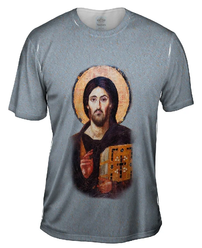 Men's distressed denim - look t - shirts with a rugged appeal"Oldest Christ Depiction" Men's distressed denim - look t - shirts with a rugged appeal"Oldest Christ Depiction"