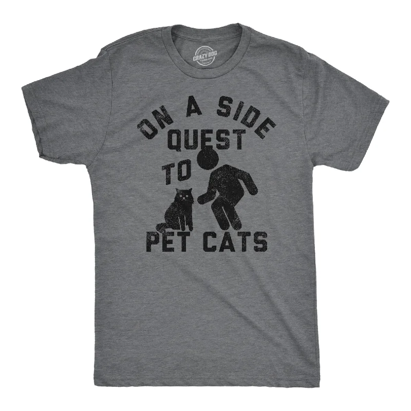 Men's smart - casual checkered t - shirts for semi - formal occasionsOn A Side Quest To Pet Cats Men's T Shirt Men's smart - casual checkered t - shirts for semi - formal occasionsOn A Side Quest To Pet Cats Men's T Shirt