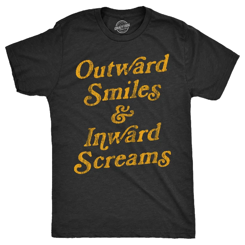 Men's button - front t - shirts with a unique artistic printOutward Smiles And Inward Screams Men's T Shirt Men's button - front t - shirts with a unique artistic printOutward Smiles And Inward Screams Men's T Shirt