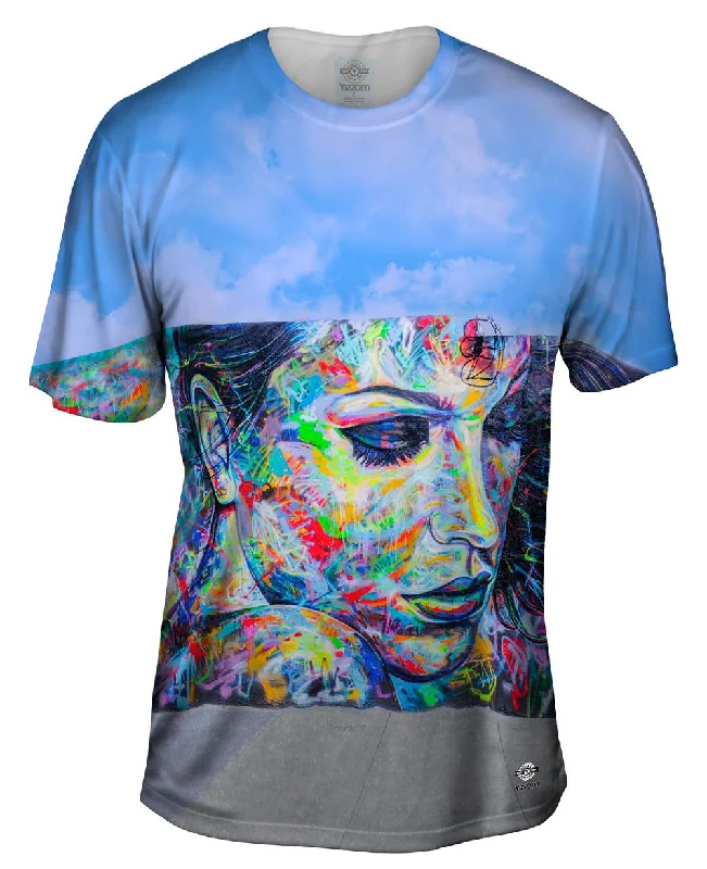 Men's button - front t - shirts with a unique artistic printPaint Splashes Woman Graffiti Art Basel Miami 2013 Men's button - front t - shirts with a unique artistic printPaint Splashes Woman Graffiti Art Basel Miami 2013