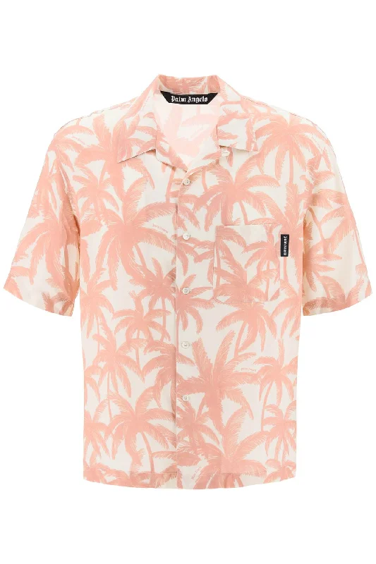 Men's ribbed t - shirts with a textured finish for added stylePalm Angels Men's Bowling Shirt With Palms Motif Men's ribbed t - shirts with a textured finish for added stylePalm Angels Men's Bowling Shirt With Palms Motif