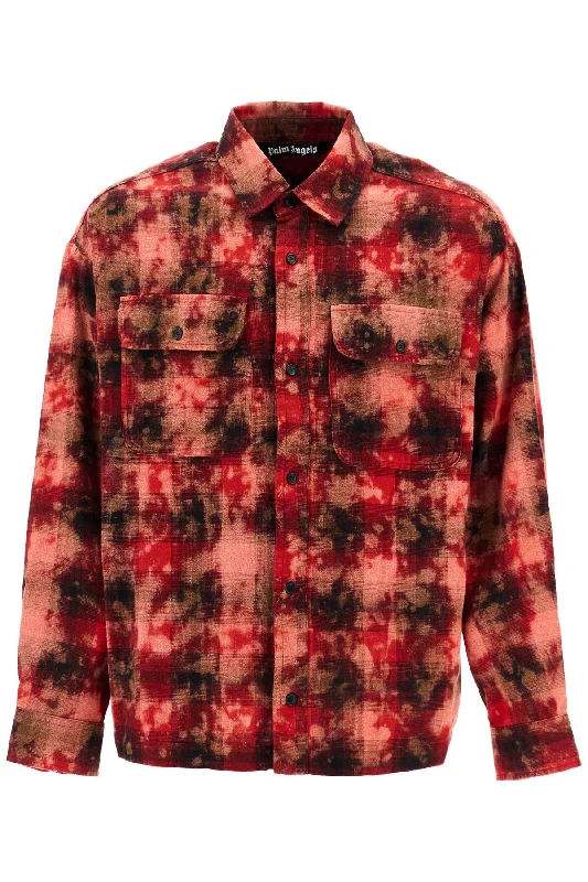 Men's moisture - wicking athletic t - shirts for intense workoutsPalm Angels Men's 'Flannel Shirt With Curved Logo Men's moisture - wicking athletic t - shirts for intense workoutsPalm Angels Men's 'Flannel Shirt With Curved Logo