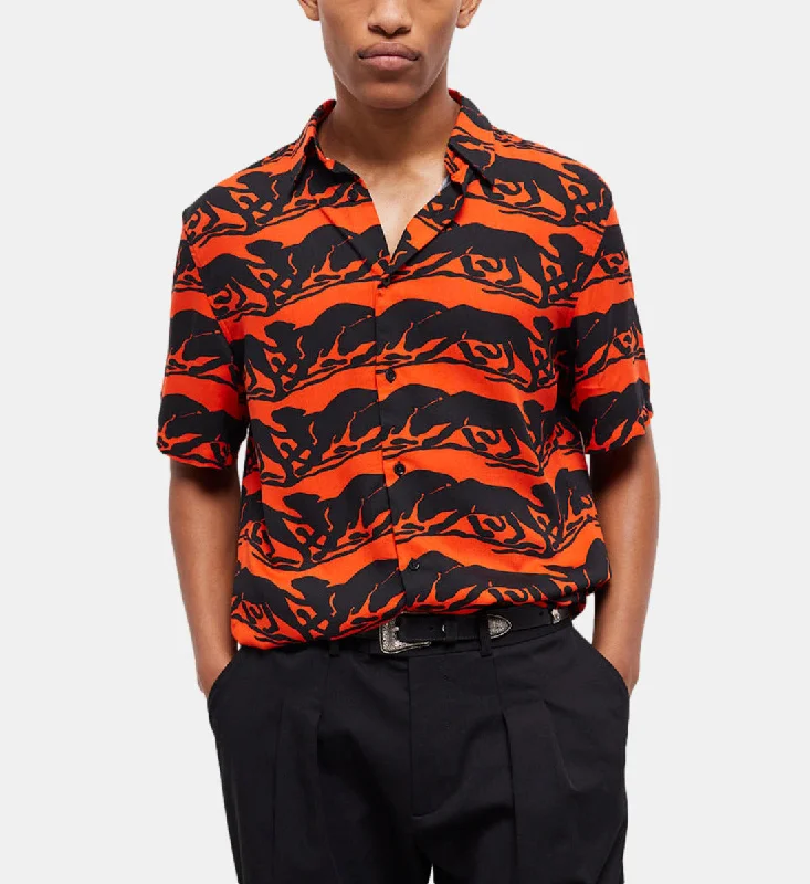 Men's moisture - wicking athletic t - shirts for intense workoutsPanther Print Casual Shirt Men's moisture - wicking athletic t - shirts for intense workoutsPanther Print Casual Shirt