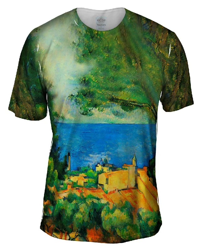Men's plus - size pocket t - shirts with a classic lookPaul Cezanne - "L_#_Estaque with Red Roods" (1885) Men's plus - size pocket t - shirts with a classic lookPaul Cezanne - "L_#_Estaque with Red Roods" (1885)