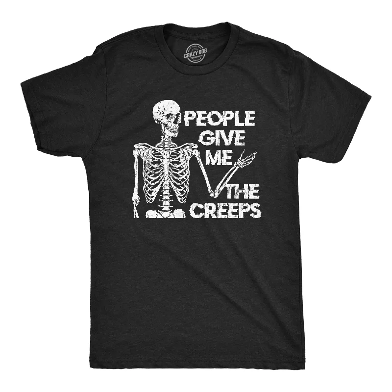 Men's ribbed t - shirts with a textured finish for added stylePeople Give Me The Creeps Skeleton Men's T Shirt Men's ribbed t - shirts with a textured finish for added stylePeople Give Me The Creeps Skeleton Men's T Shirt