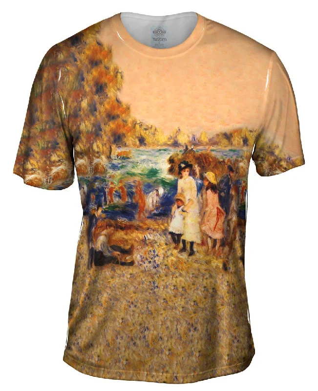 Men's ribbed t - shirts with a textured finish for added stylePierre Auguste Renoir - "Beach Scene" (1883) Men's ribbed t - shirts with a textured finish for added stylePierre Auguste Renoir - "Beach Scene" (1883)