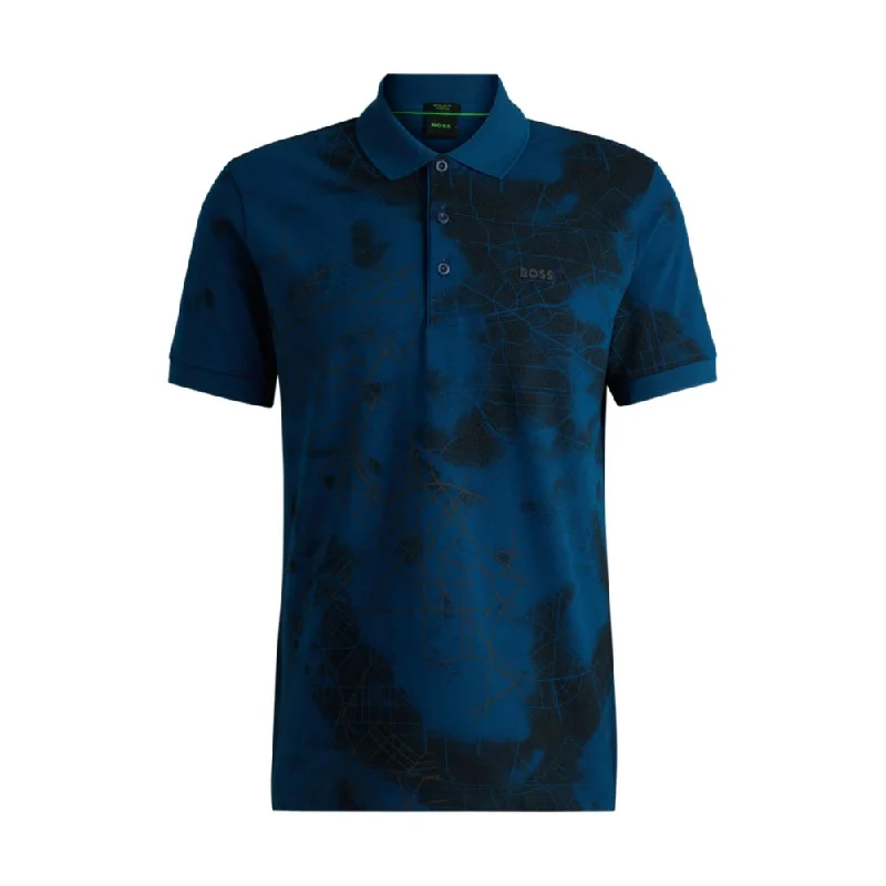 Men's eco - friendly recycled t - shirts for sustainable fashion choicesPolo shirt with decorative reflective print Men's eco - friendly recycled t - shirts for sustainable fashion choicesPolo shirt with decorative reflective print