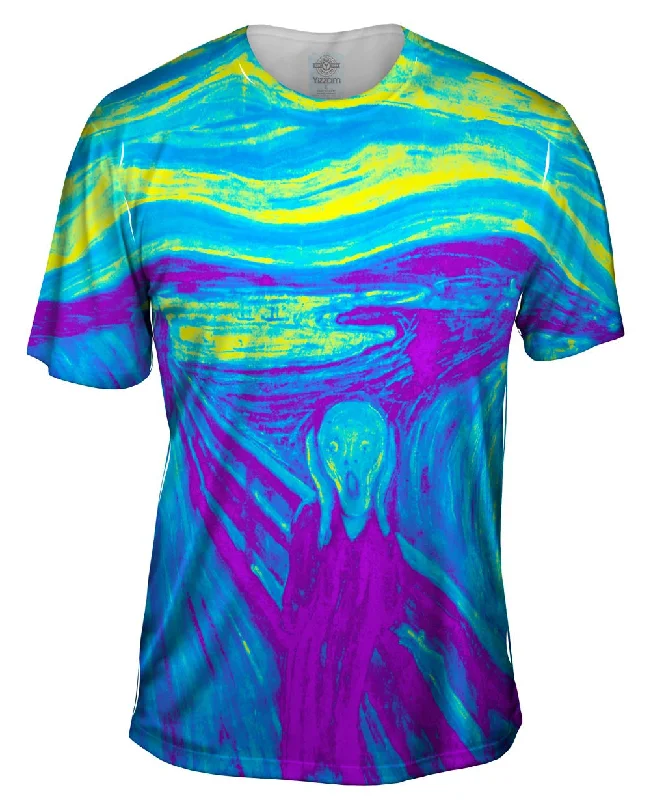Men's v - neck muscle t - shirts for a body - building aestheticPop Art - "Munch Scream Yellow Purple" (1893) Men's v - neck muscle t - shirts for a body - building aestheticPop Art - "Munch Scream Yellow Purple" (1893)