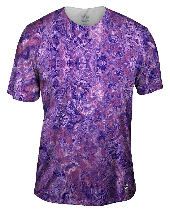 Men's long - sleeve henley t - shirts with button - down placketsPurple Marble