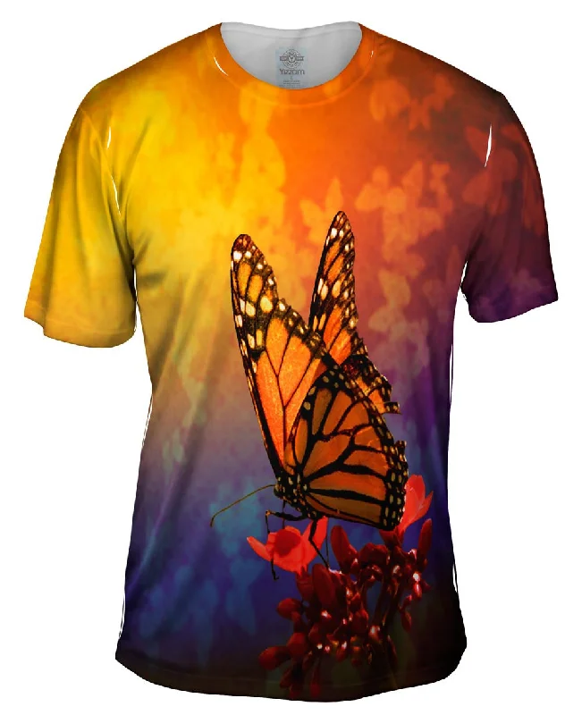 Men's ribbed t - shirts with a textured finish for added styleRainbow Butterfly