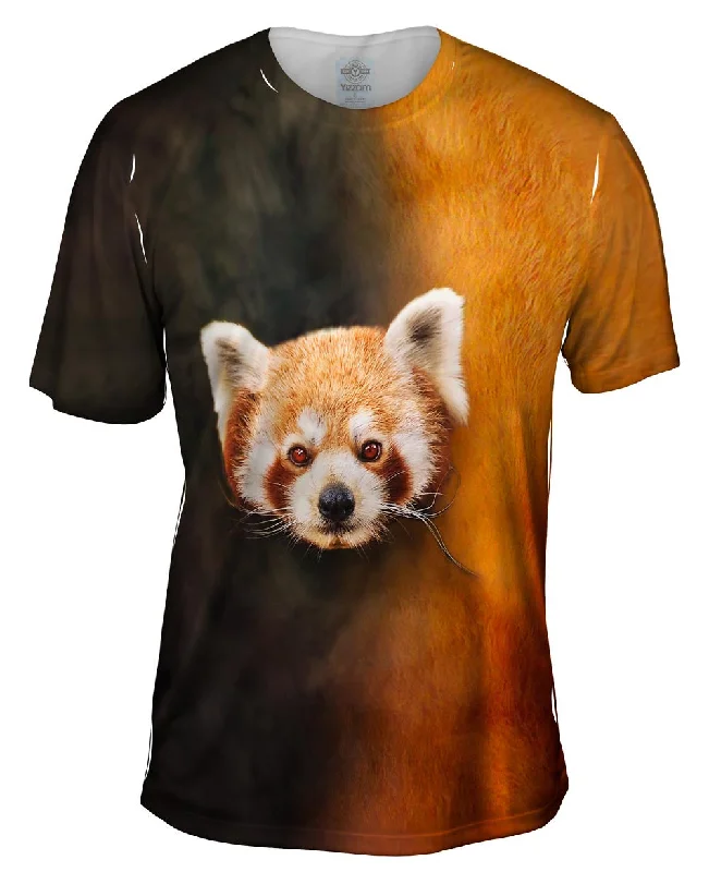 Men's slim - fit graphic t - shirts with vintage rock band printsRed Panda Half Skin Men's slim - fit graphic t - shirts with vintage rock band printsRed Panda Half Skin