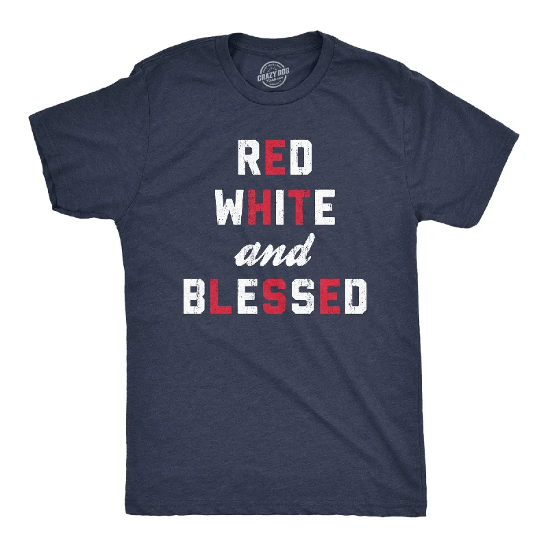 Men's ribbed t - shirts with a textured finish for added styleRed White And Blessed Men's T Shirt Men's ribbed t - shirts with a textured finish for added styleRed White And Blessed Men's T Shirt