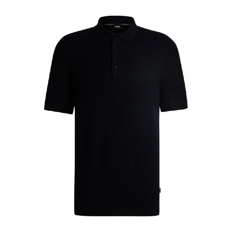 Men's lightweight performance t - shirts for running marathonsRegular-fit knit polo with mixed structures Men's lightweight performance t - shirts for running marathonsRegular-fit knit polo with mixed structures