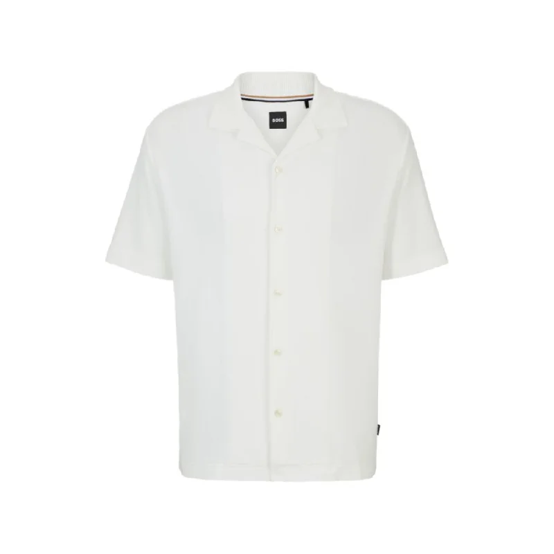 Men's UV - protection t - shirts for outdoor activities in the sunRegular-fit shirt in cotton boucl with ribbed collar Men's UV - protection t - shirts for outdoor activities in the sunRegular-fit shirt in cotton boucl with ribbed collar
