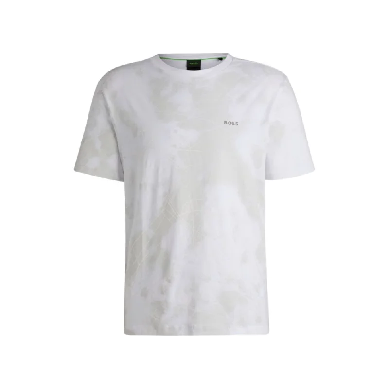 Men's button - front t - shirts with a unique artistic printRelaxed-fit T-shirt with decorative reflective print Men's button - front t - shirts with a unique artistic printRelaxed-fit T-shirt with decorative reflective print
