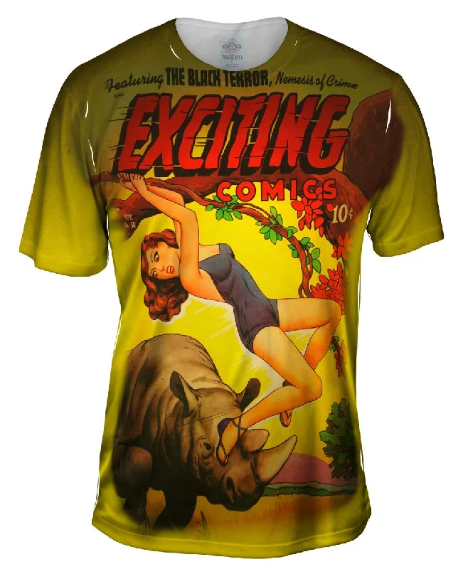 Men's v - neck muscle t - shirts for a body - building aestheticRhino Attack Comic Retro Men's v - neck muscle t - shirts for a body - building aestheticRhino Attack Comic Retro