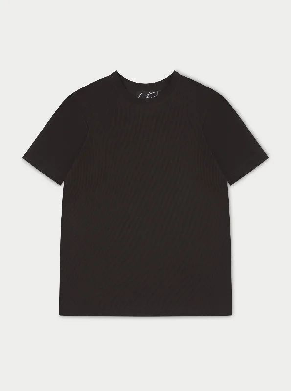 Men's long - sleeve henley t - shirts with button - down placketsRIB TEXTURED T-SHIRT - BLACK Men's long - sleeve henley t - shirts with button - down placketsRIB TEXTURED T-SHIRT - BLACK