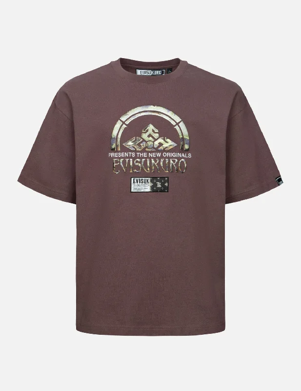 Men's lightweight performance t - shirts for running marathonsRock-textured Print and Logo Embroidery Loose Fit T-shirt Men's lightweight performance t - shirts for running marathonsRock-textured Print and Logo Embroidery Loose Fit T-shirt