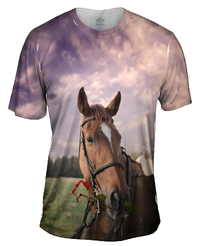 Men's distressed denim - look t - shirts with a rugged appealRose Horse