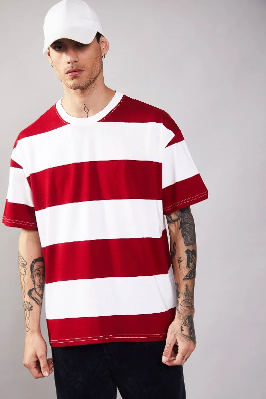 Men's lightweight performance t - shirts for running marathonsRuby Stripes Heavyweight Oversized T-shirt